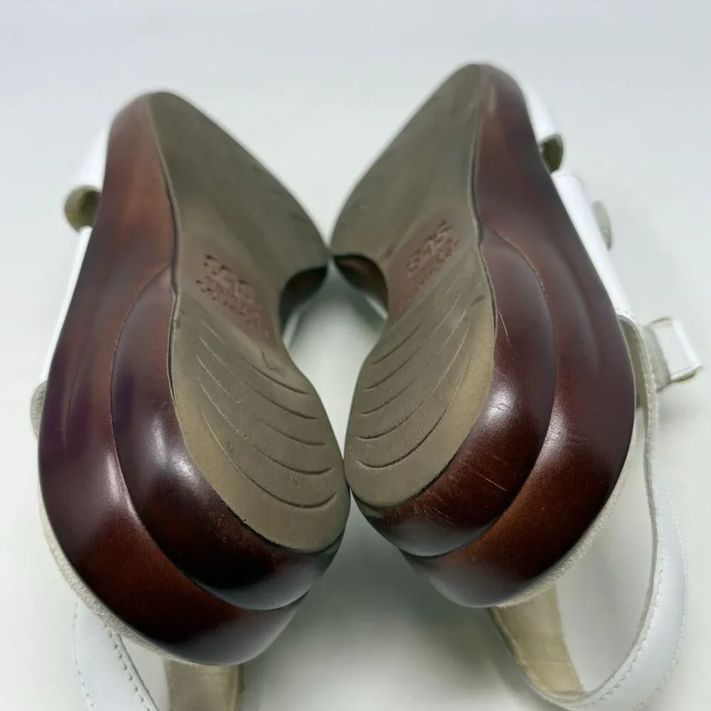SAS Tabby Wedge Sandals Womens 7.5 W Wide White Leather Strappy Comfort Casual